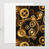 Naadloze Steampunk Brass Gears Bedankkaart (Voorkant / Achterkant)