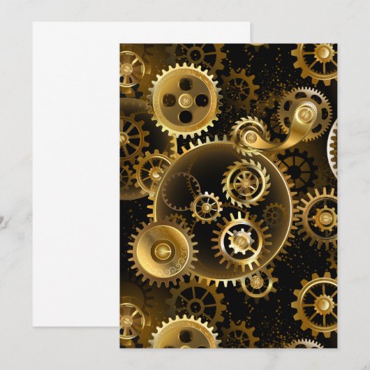 Naadloze Steampunk Brass Gears Bedankkaart (Voorkant / Achterkant)
