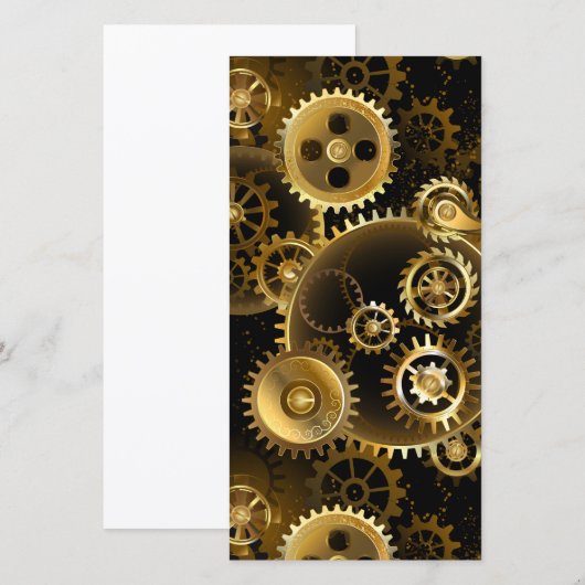 Naadloze Steampunk Brass Gears Bedankkaart (Voorkant / Achterkant)