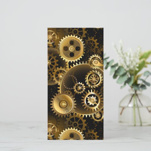Naadloze Steampunk Brass Gears Bedankkaart (Staand voorkant)