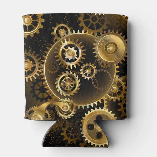 Naadloze Steampunk Brass Gears Blikjeskoeler (Achterkant)