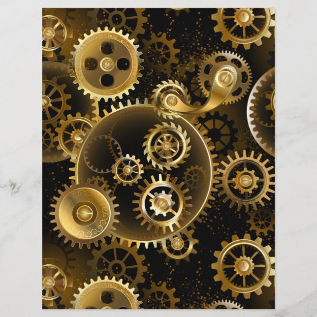 Naadloze Steampunk Brass Gears Briefhoofd (Voorkant)