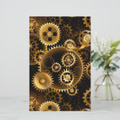 Naadloze Steampunk Brass Gears Briefpapier (Staand voorkant)