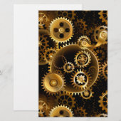 Naadloze Steampunk Brass Gears Briefpapier (Voorkant / Achterkant)