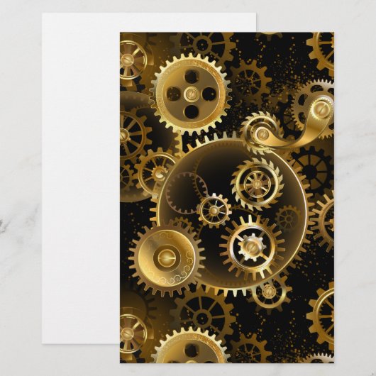 Naadloze Steampunk Brass Gears Briefpapier (Voorkant / Achterkant)