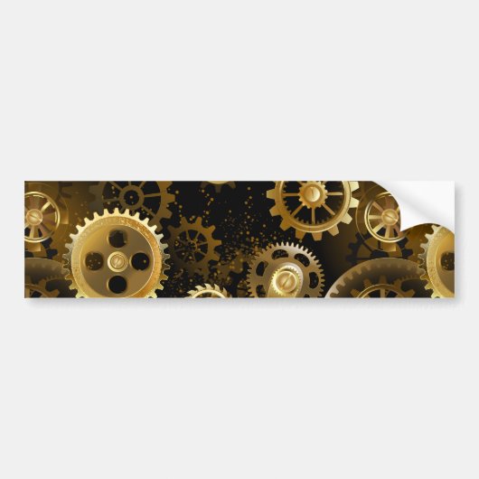 Naadloze Steampunk Brass Gears Bumpersticker (Voorkant)