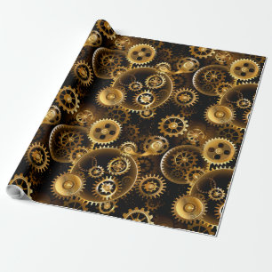 Naadloze Steampunk Brass Gears Cadeaupapier