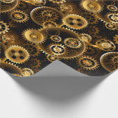 Naadloze Steampunk Brass Gears Cadeaupapier (Hoek)