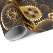 Naadloze Steampunk Brass Gears Cadeaupapier (Rol Hoek)