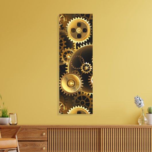 Naadloze Steampunk Brass Gears Canvas Afdruk (Insitu (Woonkamer))