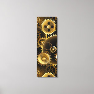 Naadloze Steampunk Brass Gears Canvas Afdruk