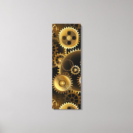 Naadloze Steampunk Brass Gears Canvas Afdruk (Voorkant)