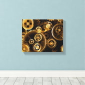 Naadloze Steampunk Brass Gears Canvas Afdruk (Insitu (Houten vloer))