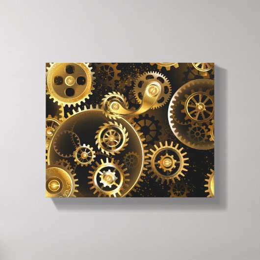 Naadloze Steampunk Brass Gears Canvas Afdruk (Voorkant)