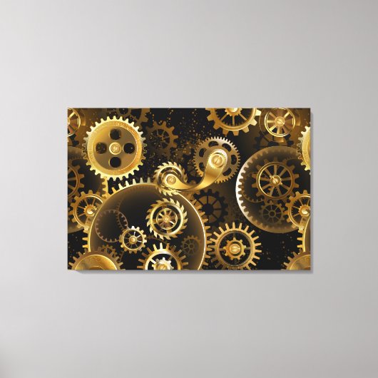 Naadloze Steampunk Brass Gears Canvas Afdruk (Voorkant)