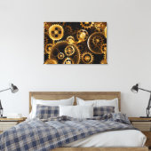 Naadloze Steampunk Brass Gears Canvas Afdruk (Insitu (Slaapkamer))