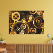 Naadloze Steampunk Brass Gears Canvas Afdruk (Insitu (Woonkamer))