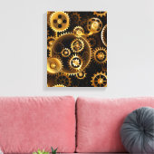 Naadloze Steampunk Brass Gears Canvas Afdruk (Insitu (Woonkamer))