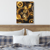 Naadloze Steampunk Brass Gears Canvas Afdruk (Insitu (Slaapkamer))