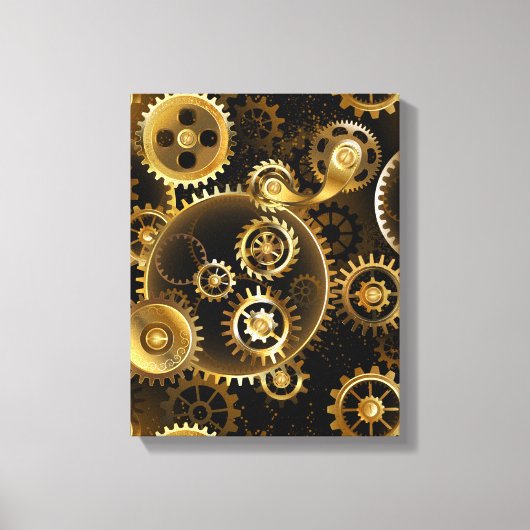 Naadloze Steampunk Brass Gears Canvas Afdruk (Voorkant)
