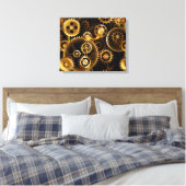 Naadloze Steampunk Brass Gears Canvas Afdruk (Insitu (Slaapkamer))
