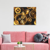 Naadloze Steampunk Brass Gears Canvas Afdruk (Insitu (Woonkamer))