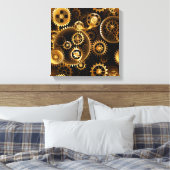 Naadloze Steampunk Brass Gears Canvas Afdruk (Insitu (Slaapkamer))
