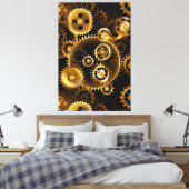 Naadloze Steampunk Brass Gears Canvas Afdruk (Insitu (Slaapkamer))