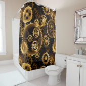 Naadloze Steampunk Brass Gears Douchegordijn (In situ)