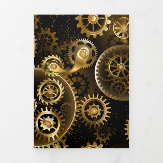 Naadloze Steampunk Brass Gears Drieluik Kaart (Cover)