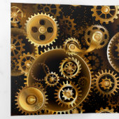 Naadloze Steampunk Brass Gears Drieluik Kaart (Binnenzijde eerst)