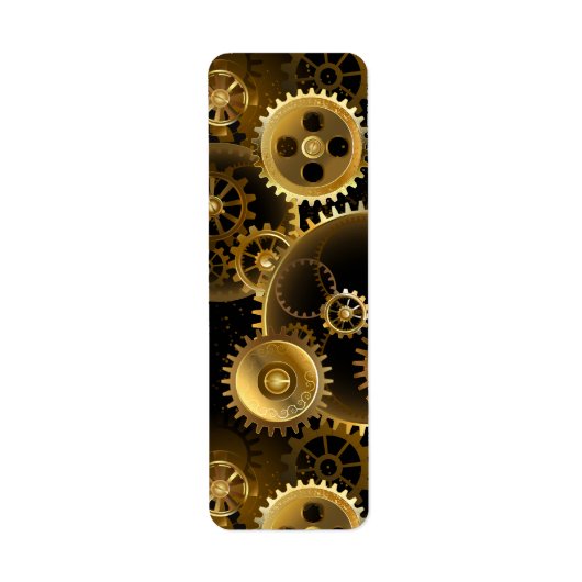 Naadloze Steampunk Brass Gears Etiket (Voorkant)