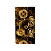 Naadloze Steampunk Brass Gears Etiket (Voorkant)