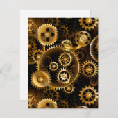 Naadloze Steampunk Brass Gears Feestdagenkaart (Voorkant / Achterkant)