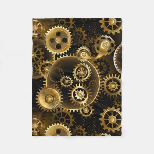 Naadloze Steampunk Brass Gears Fleece Deken (Voorkant)