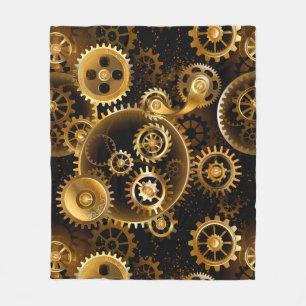 Naadloze Steampunk Brass Gears Fleece Deken