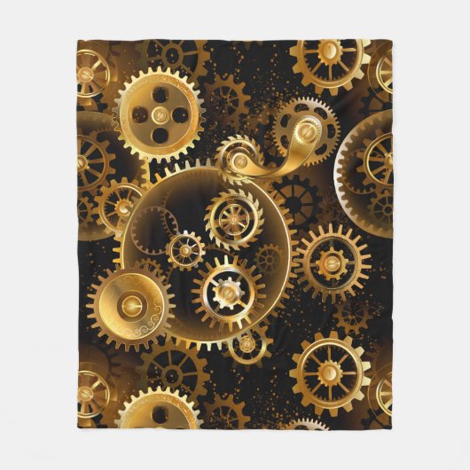 Naadloze Steampunk Brass Gears Fleece Deken (Voorkant)