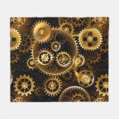 Naadloze Steampunk Brass Gears Fleece Deken (Voorkant (Horizontaal))