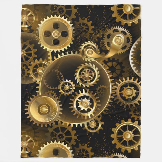 Naadloze Steampunk Brass Gears Fleece Deken (Voorkant)