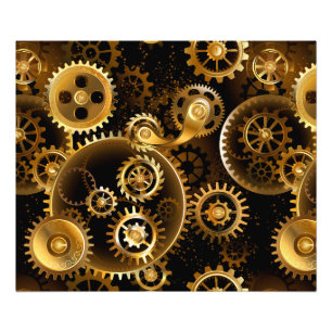Naadloze Steampunk Brass Gears Foto Afdruk