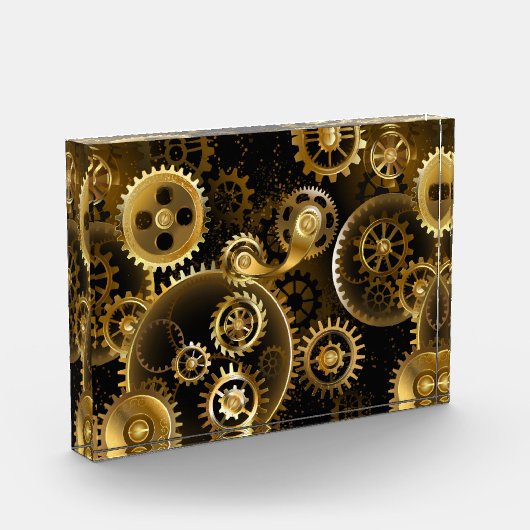 Naadloze Steampunk Brass Gears Fotoblokken (Links)