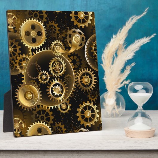 Naadloze Steampunk Brass Gears Fotoplaat (Zijkant)