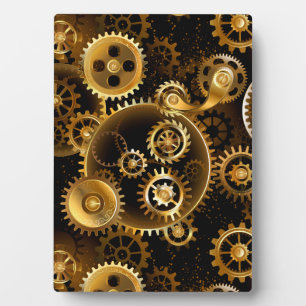Naadloze Steampunk Brass Gears Fotoplaat