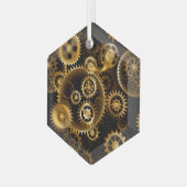 Naadloze Steampunk Brass Gears Glas Ornament (Voorkant links)