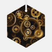 Naadloze Steampunk Brass Gears Glas Ornament (Achterkant)