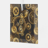 Naadloze Steampunk Brass Gears Glas Ornament (Voorkant links)