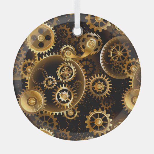 Naadloze Steampunk Brass Gears Glas Ornament (Voorkant)