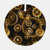 Naadloze Steampunk Brass Gears Glas Ornament (Achterkant)