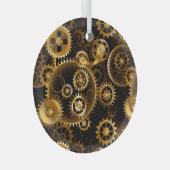 Naadloze Steampunk Brass Gears Glas Ornament (Voorkant Rechts)