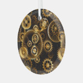 Naadloze Steampunk Brass Gears Glas Ornament (Voorkant links)